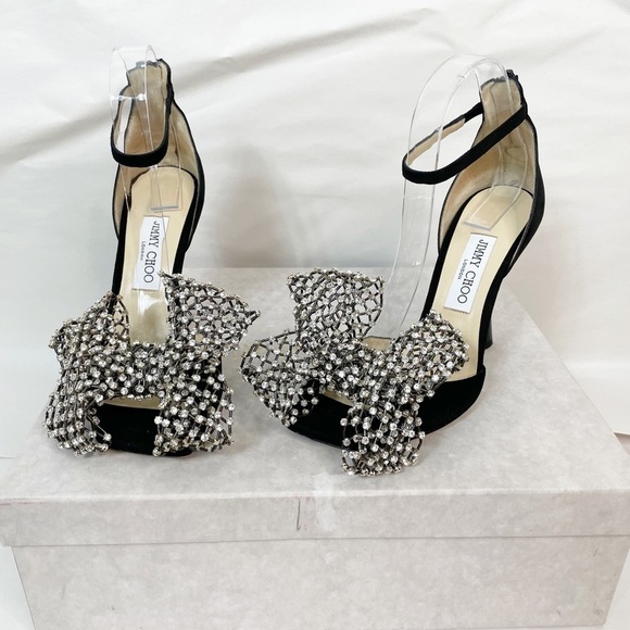 Jimmy Choo Mana 100mm Crystal Bow Heels - Picture 8 of 12